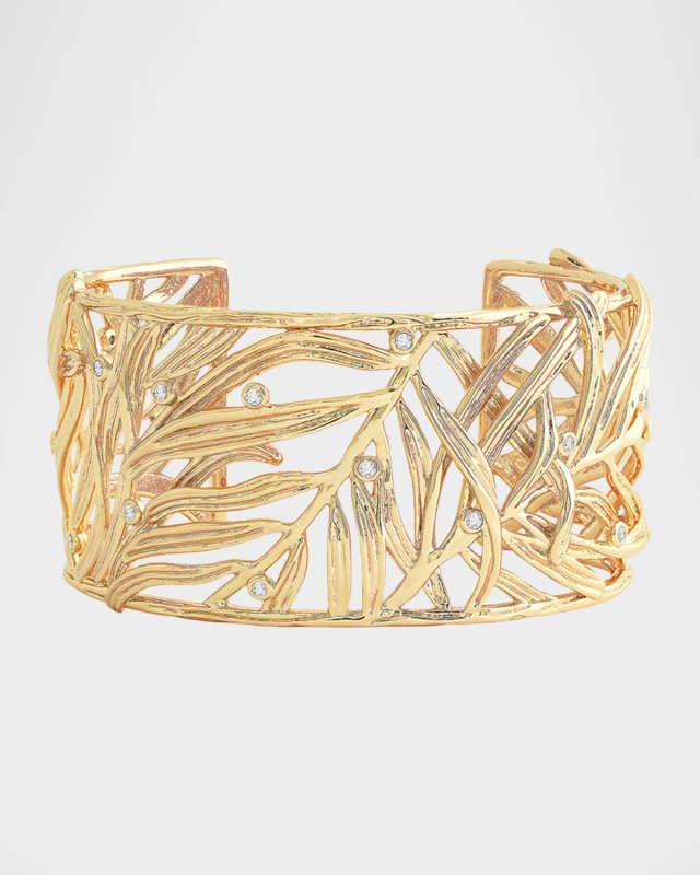 Cubic Zirconia Palm Leaves Cuff Bracelet